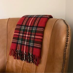 Cozy Wool Red Plaid Tartan Fringed Throw Blanket